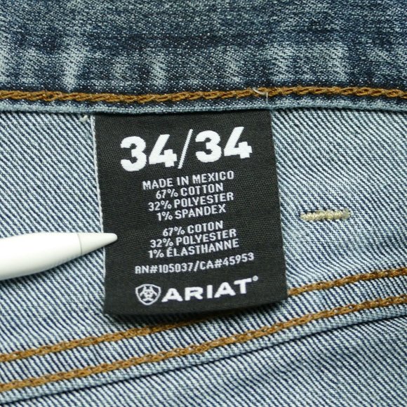 Ariat Rebar Men's M4 Low Rise Boot Blue Denim Jeans Size 34 / 34 - Picture 12 of 14